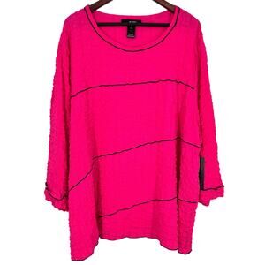 NEW NWT Ali Miles Plus Size 3X Hot Pink Wearable Art to Wear Artsy Shirt Top